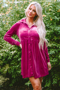 Lennon Long Sleeve Ruffle Velvet Dress-0